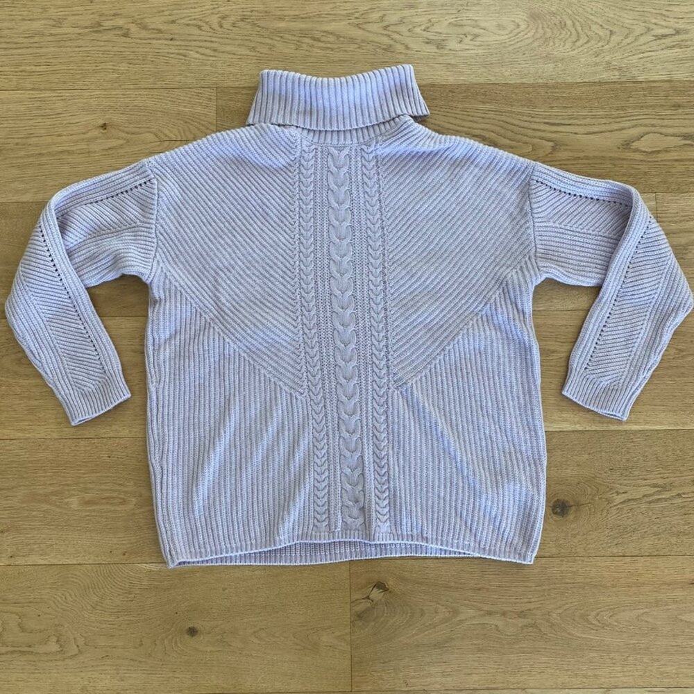 Guess Dawna Cable Knit Turtleneck Sweater in Day Dust